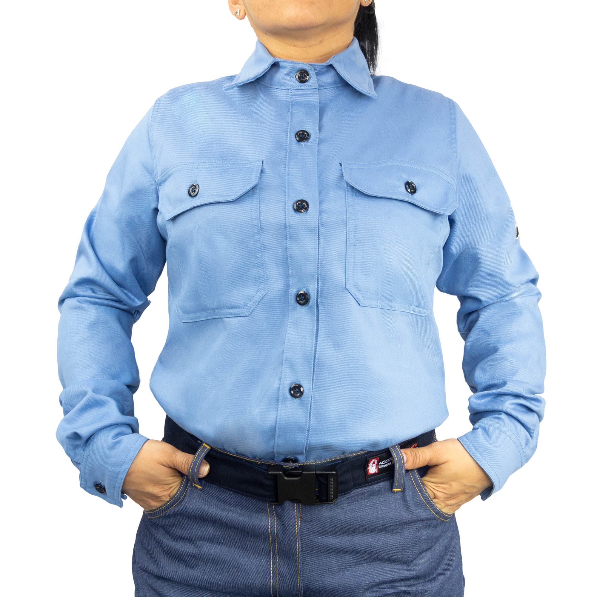 Blusa Ignífuga Celeste – Mujer